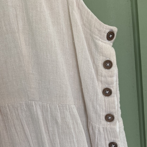 White Cotton Gauze Sleeveless Dress - Picture 5 of 6